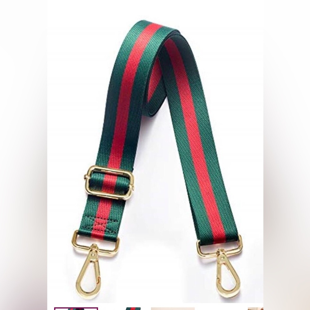 Red Green Stripe Wide Crossbody Purse Strap
